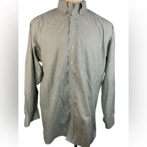 Roundtree and Yorke Gold Label Green Striped LS Shirt Men’s 18-36/37 Tall